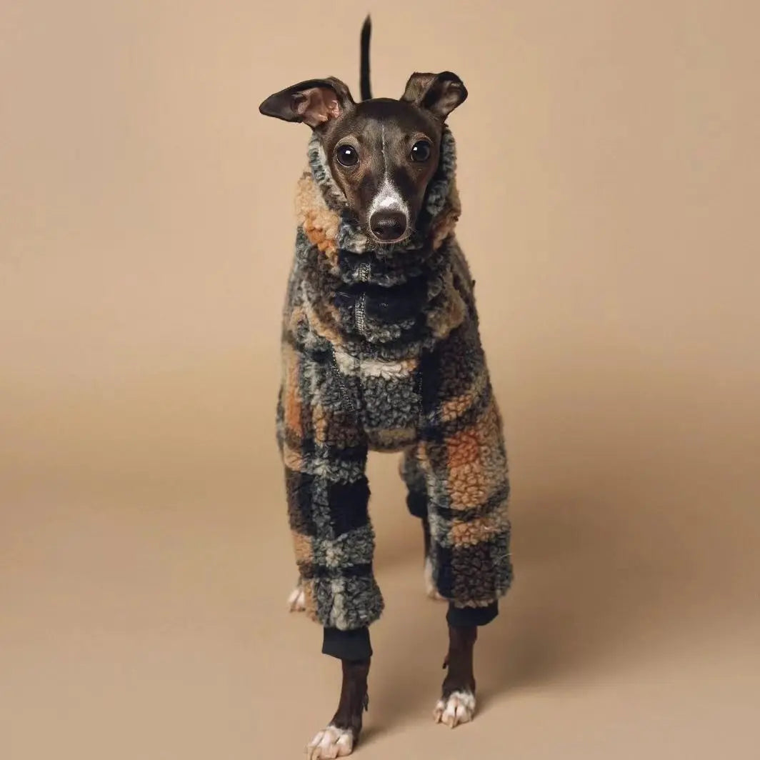 Stylish Fleece coat for Medium and Large Dogs. Whippet, Greyhound Jacket for real warmth.