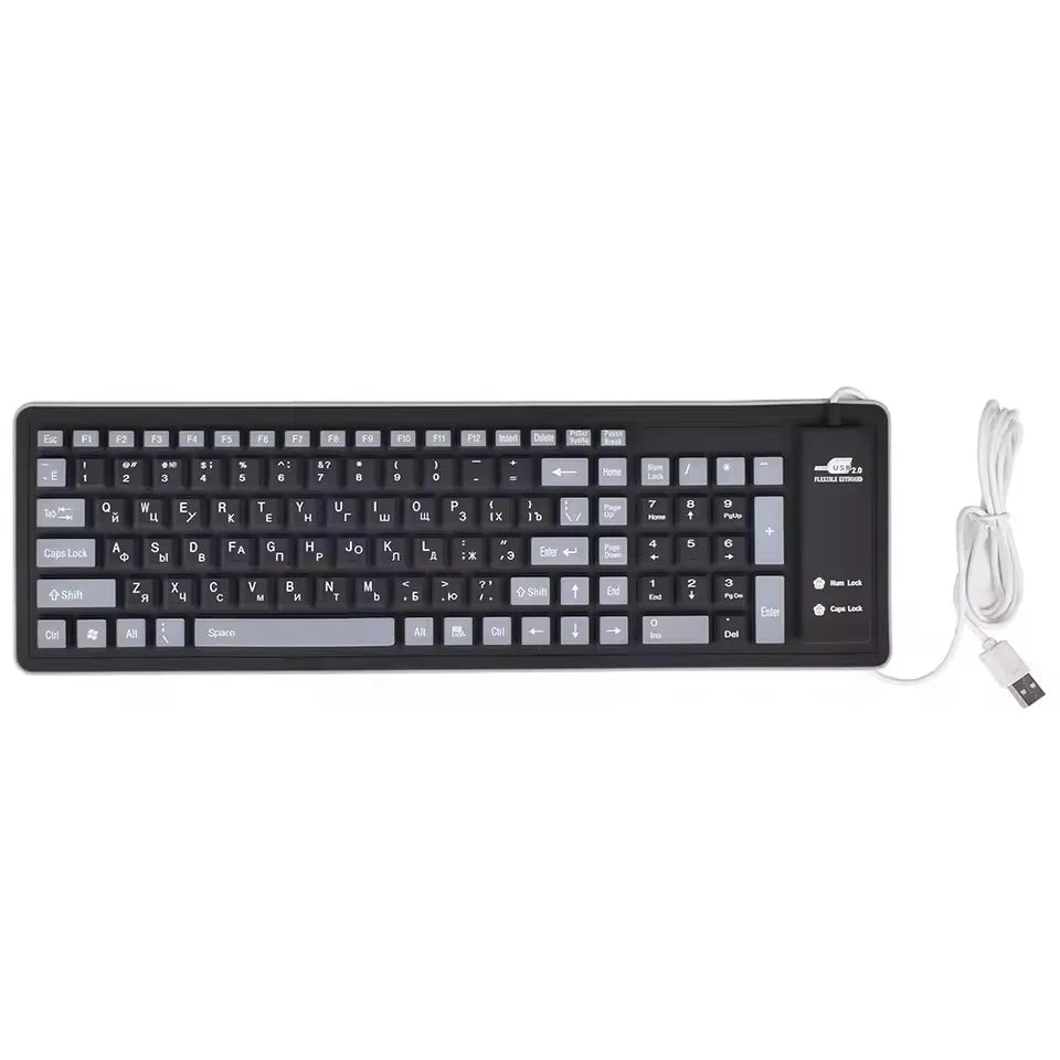 103 Keys English Language, flexible Silicon Keyboard, for Laptop Computers, PCs, Tablets