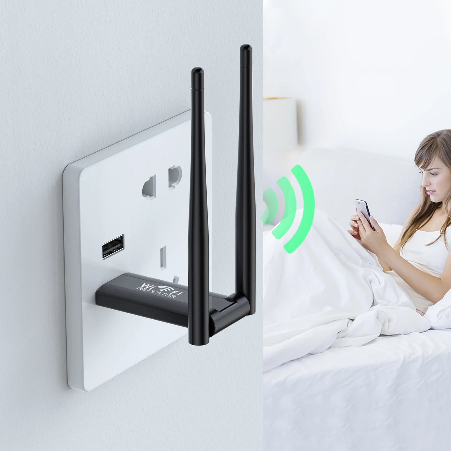 USB 2.4G 300Mbps Wireless WiFi Repeater Extender Router Wi-Fi Signal Amplifier Booster Long Range Network Card Adapter for PC