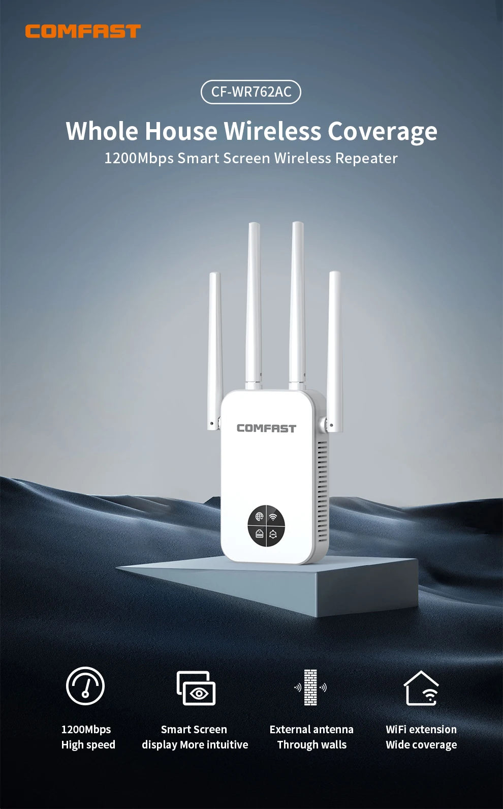 COMFAST 1200Mbps WiFi Extender 5GHz Wireless Repeater 2.4G 300Mbps Wi-Fi Range Signal Booster Amplifier Extenders Repetetidor