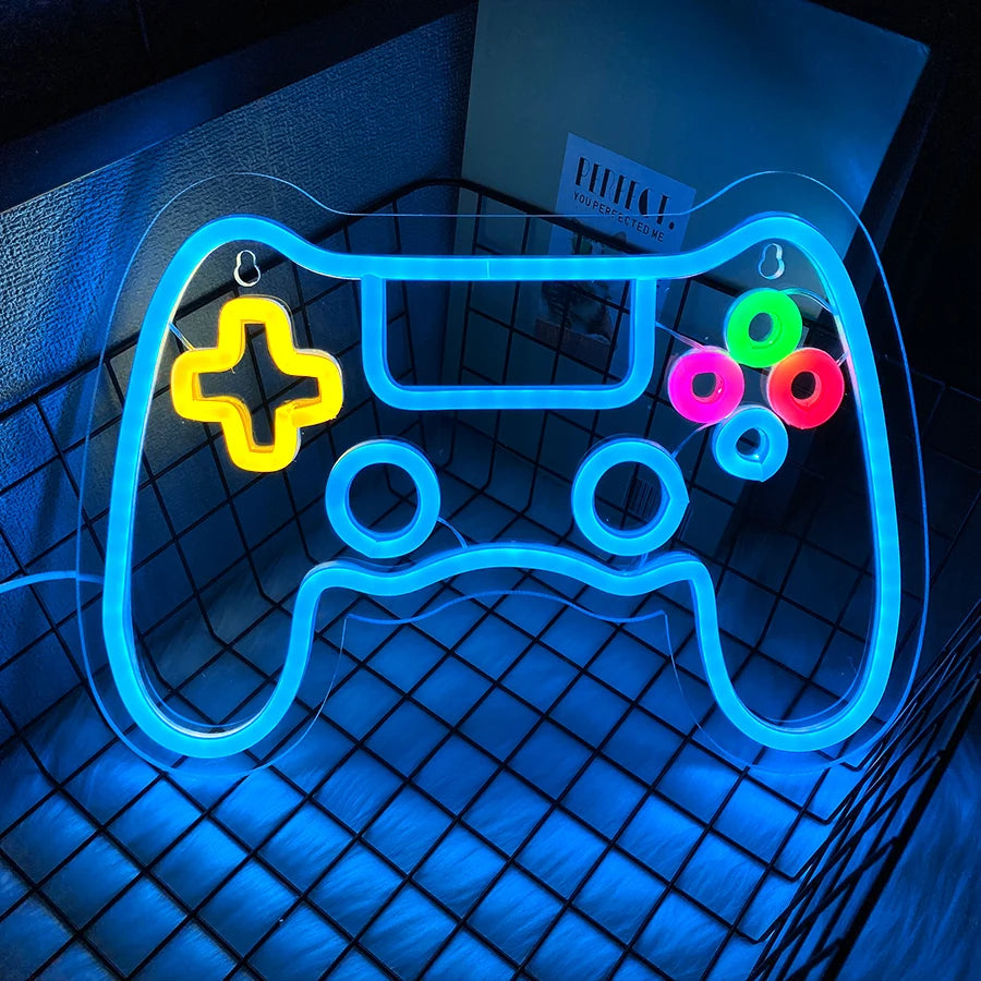 Gaming Neon Sign, Game On Neon Sign for Game Room Decor - LED Game Neon Sign for Teen Boy Room Decor, Gamer Wall Decor