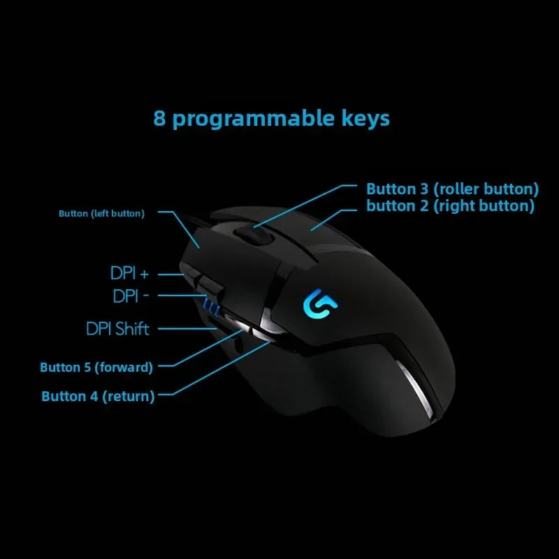 Logitech G402 gaming mouse with esports grade high-speed response and precise operation feedback, suitable for gamers