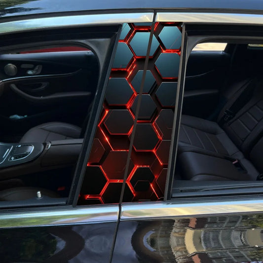 1PC Honeycomb Geometric Car Stickers Auto B Pillar C Pillar Waterproof Vehicle Center Column Decor Cover Scratch DIY PET Decals