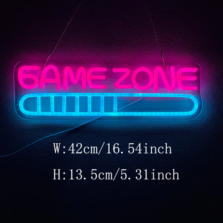 Gaming Neon Sign, Game On Neon Sign for Game Room Decor - LED Game Neon Sign for Teen Boy Room Decor, Gamer Wall Decor