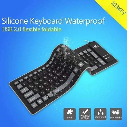 103 Keys English Language, flexible Silicon Keyboard, for Laptop Computers, PCs, Tablets