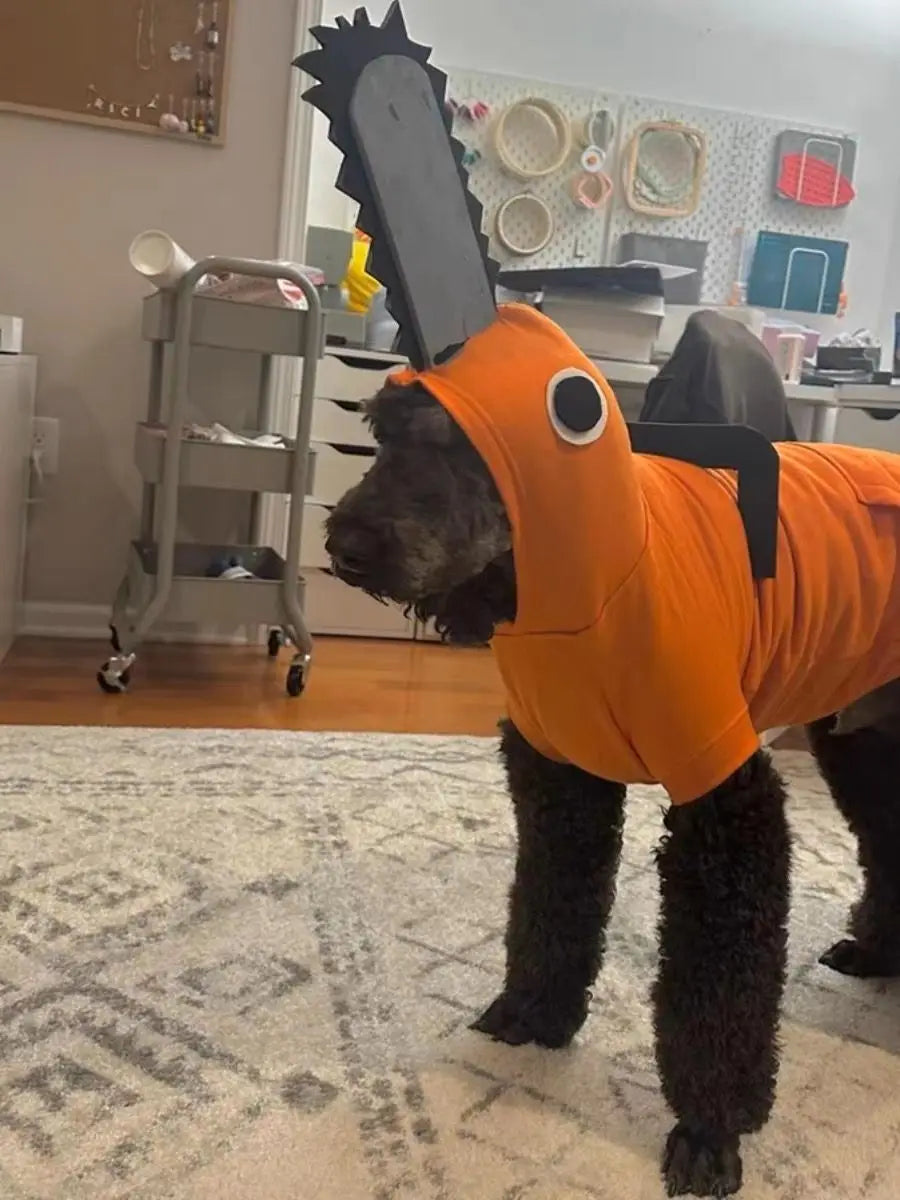 Chainsaw Pet Costume.  Terrify the neighbourhood cats on your next walk.
