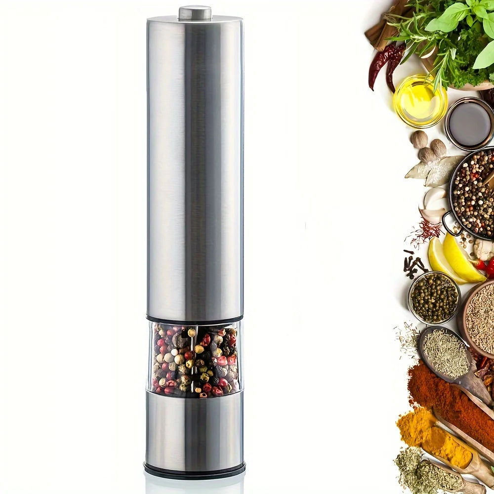 Electric Salt Pepper Grinder Set, One Handed Operation, Stainless Steel