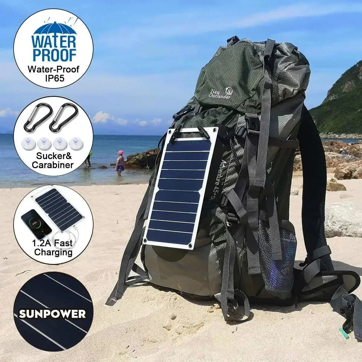 5V 35W Sunpower Portable Solar Panel With USB Safe Stabilize Charger For Phone Power Bank Outdoor Camping Home RV Gift Use